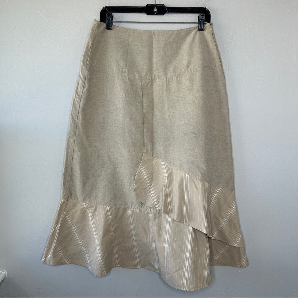 LA REDOUTE Faux Wrap Tulip Skirt Womens Size 14 Modest Office Professional Beige